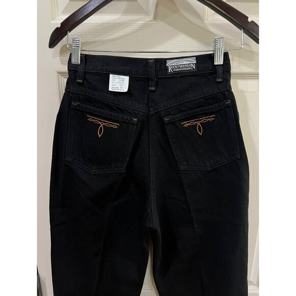 New Vintage Rocky Mountain Black High-Waisted Cotton Jeans W/ Embroidered Detail - Picture 4 of 11